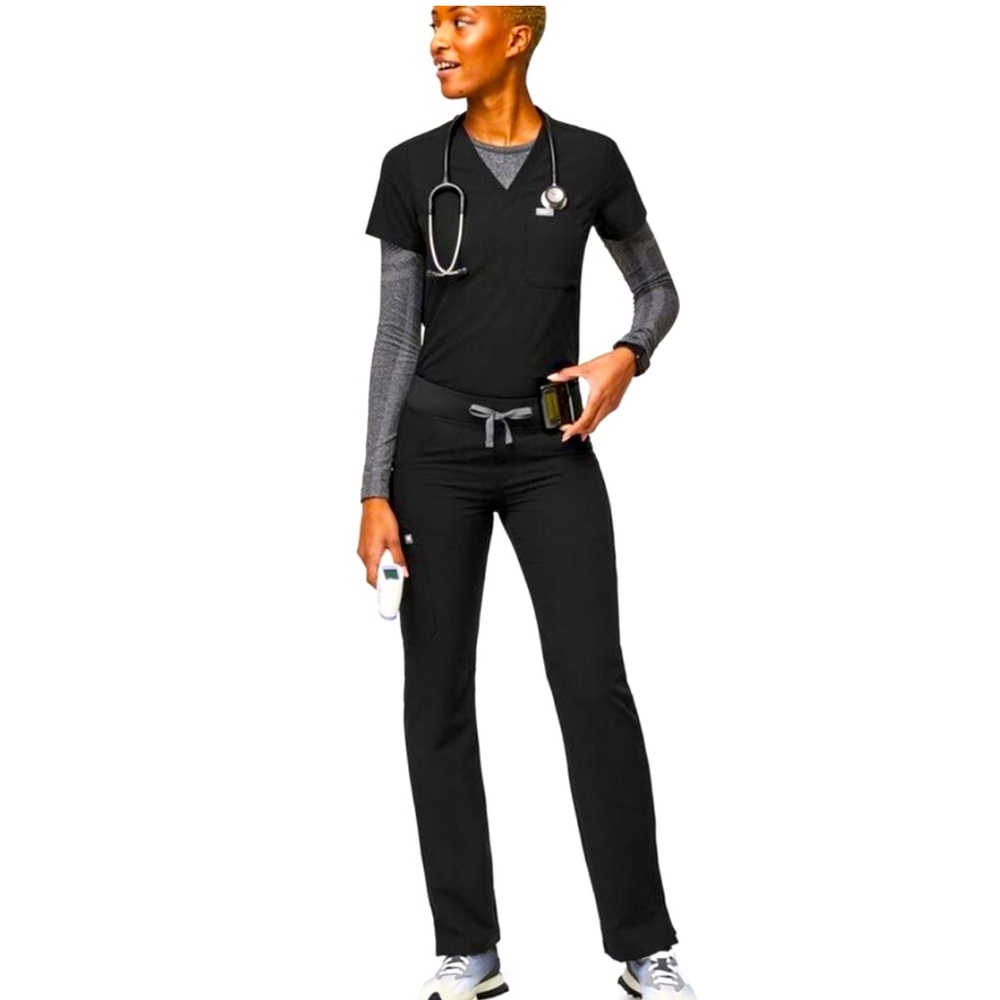 FIGS FIONX KADE CARGO SCRUB PANTS BLACK WOMEN’S SZ S/P